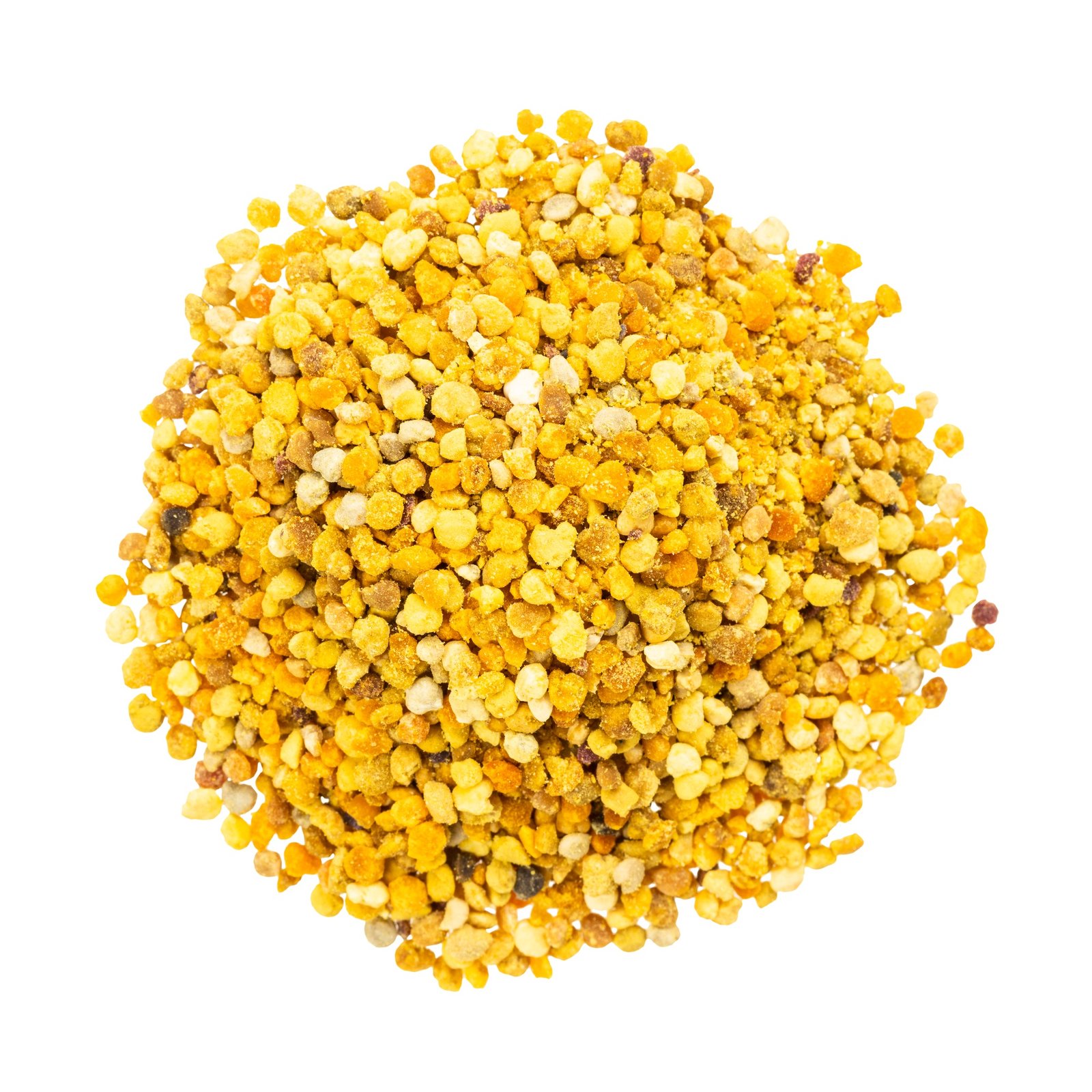 top view of pile of natural bee pollen isolated
